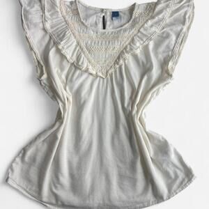 Old Navy Women's M Boho Lace Trim Sleeveless Blouse Cream